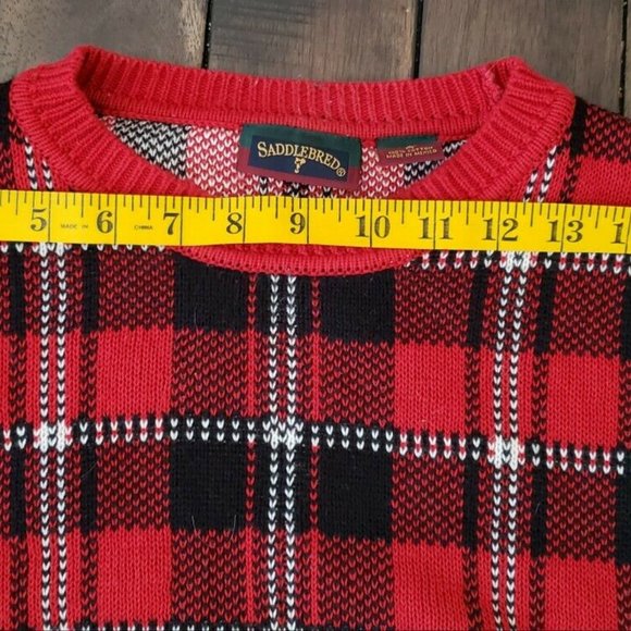 Saddlebred Men's Sweater Christmas Red Green Size M Grandpas Heavy 100% Cotton - Picture 3 of 7